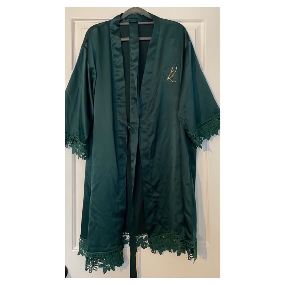 Hunter Green Robe with the letter “R”